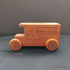 Truck Bank Kansas City Times Star Newspaper Collectible‎ Vtg Wooden TOYSTALGIA